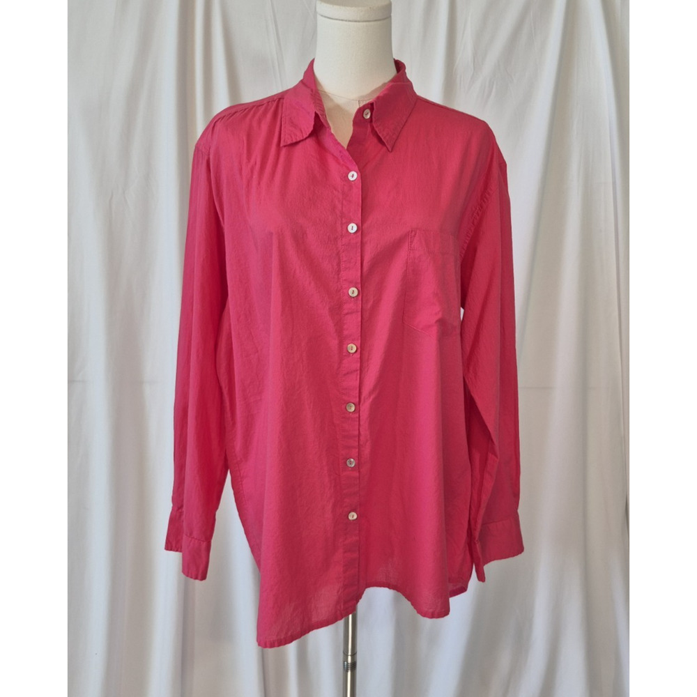 Natural Life Womens Hot Pink Button Up Shirt Blouse Medium Cotton